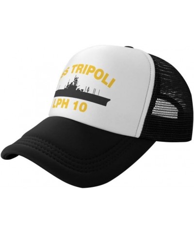 USS Tripoli LPH 10 Flag-Trucker Hats Denim Hats Cowboy Knit hat Baseball Caps Fisherman's hat Black $16.78 Baseball Caps