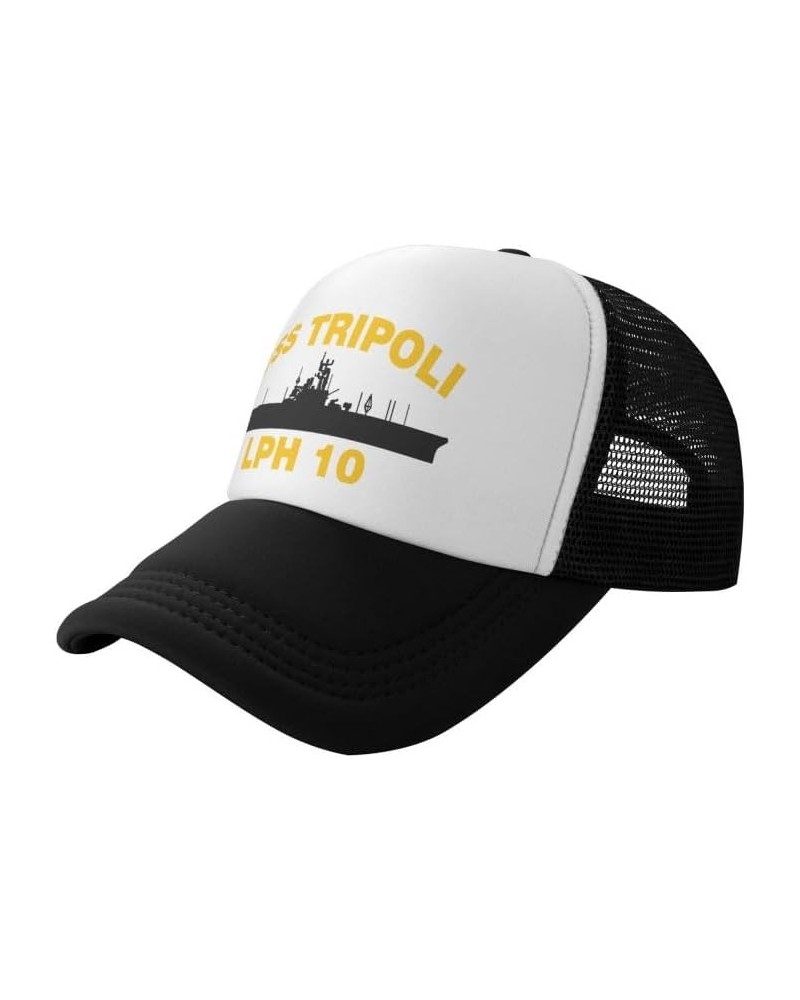 USS Tripoli LPH 10 Flag-Trucker Hats Denim Hats Cowboy Knit hat Baseball Caps Fisherman's hat Black $16.78 Baseball Caps