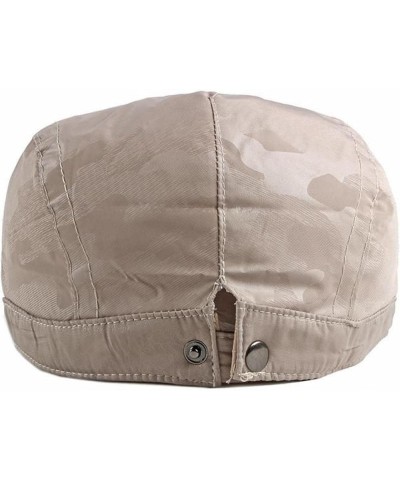 Mens Beret Men's Cotton Flat Ivy Gatsby Newsboy Driving Hat Cap All-Match Solid Color Hat Driver Hats Khaki $11.48 Newsboy Caps