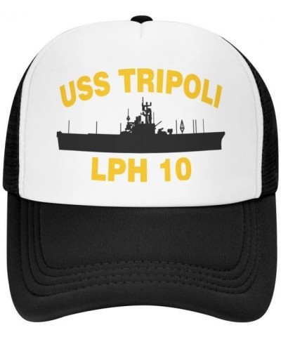 USS Tripoli LPH 10 Flag-Trucker Hats Denim Hats Cowboy Knit hat Baseball Caps Fisherman's hat Black $16.78 Baseball Caps