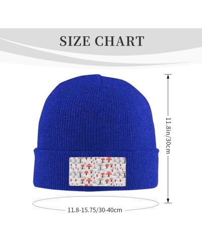 Cartoon Mushrooms Print Leisure Knitted Hat Warm Hat for Men Women & Kids& Elastic Daily Hat Beanie Cap Blue Blue One Size $9...