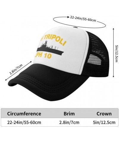 USS Tripoli LPH 10 Flag-Trucker Hats Denim Hats Cowboy Knit hat Baseball Caps Fisherman's hat Black $16.78 Baseball Caps