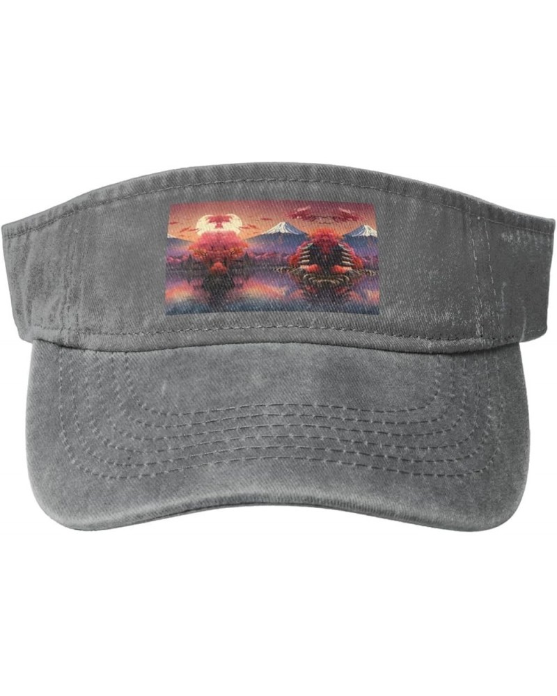 Japan Mount Fuji Landscape Visors for Women Mens Sun Visor Hats Sports Outdoor Tennis Running Adjustable Beach Cap Gray $9.84...