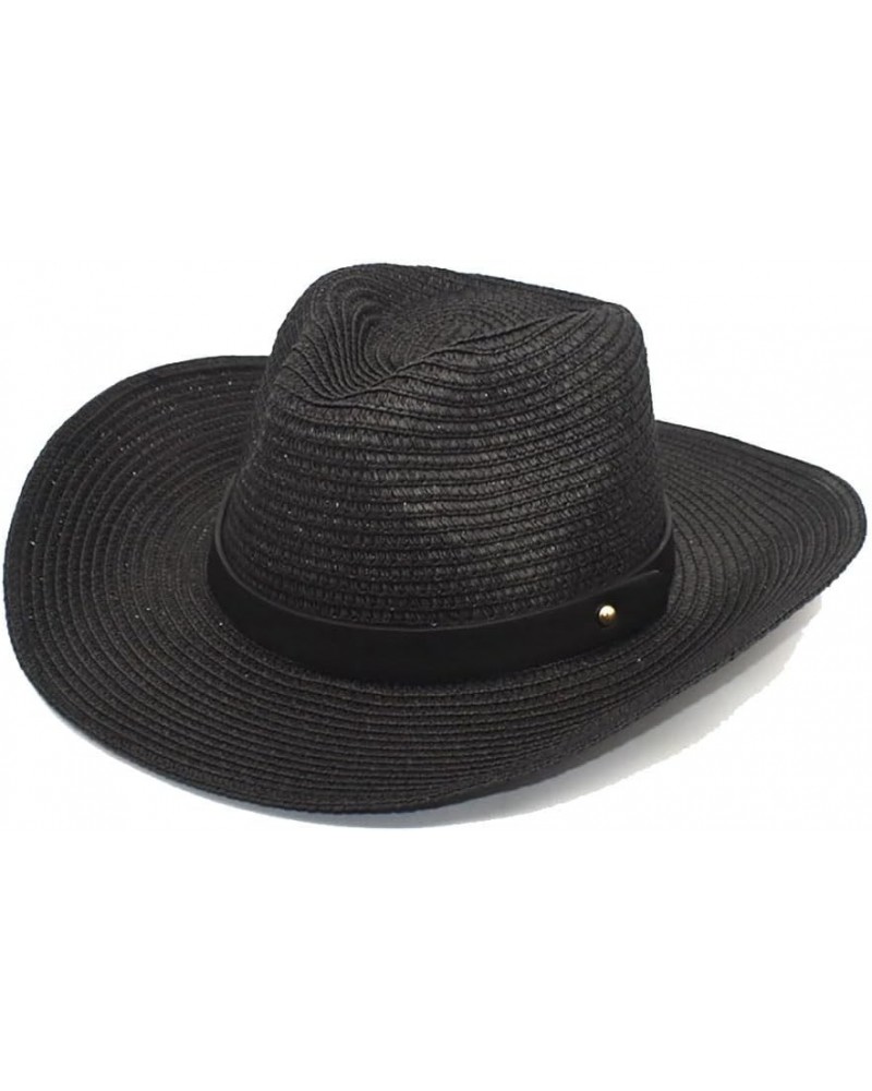 Unisex Summer Straw Panama Fedora Hat Foldable Sunscreen Sun Hat for Travel Beach Black $15.33 Fedoras