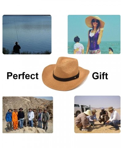 Unisex Summer Straw Panama Fedora Hat Foldable Sunscreen Sun Hat for Travel Beach Black $15.33 Fedoras