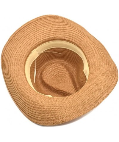 Unisex Summer Straw Panama Fedora Hat Foldable Sunscreen Sun Hat for Travel Beach Black $15.33 Fedoras