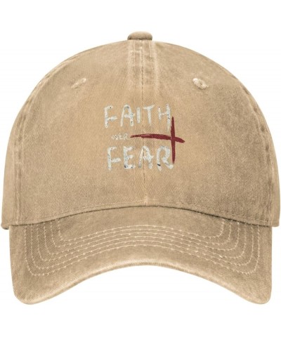 Christian Faith Over Fear Knit Baseball Cap, Funny Adjustable Washed Cotton Trucker Hats, Dad Hat for Men Father Daddy Papa N...