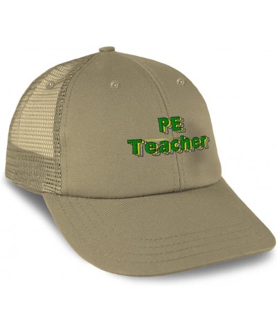 Custom Custom Trucker Hat Baseball Cap Pe Teacher Physical Cotton Education Dad Hats for Men & Women Khaki Design Only $13.44...