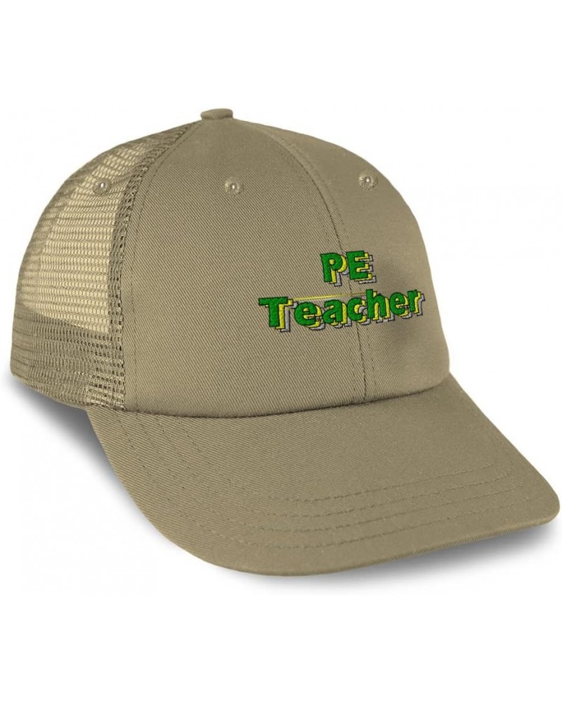 Custom Custom Trucker Hat Baseball Cap Pe Teacher Physical Cotton Education Dad Hats for Men & Women Khaki Design Only $13.44...