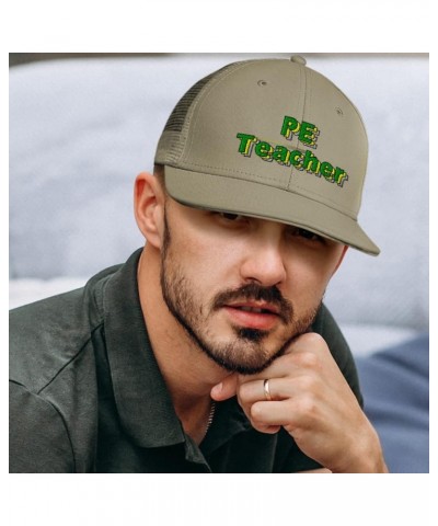 Custom Custom Trucker Hat Baseball Cap Pe Teacher Physical Cotton Education Dad Hats for Men & Women Khaki Design Only $13.44...