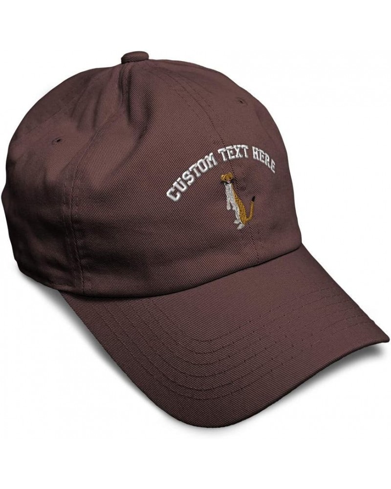 Soft Baseball Cap Weasel Embroidery Wild Animals Weasel Embroidery Cotton Dad Hats for Men & Women Brown Personalized Text He...