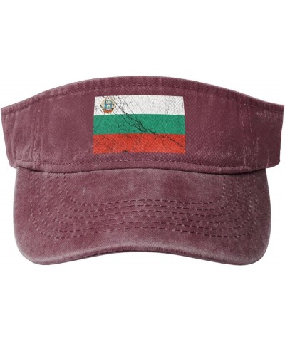 Flag of Bulgaria Texture Effect Sun Visor Hats for Women Men Sun Hat Vintage Golf Hat Adjustable Baseball Cap Red $9.90 Visors