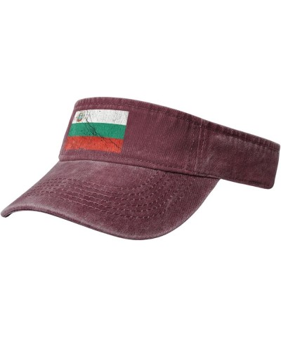 Flag of Bulgaria Texture Effect Sun Visor Hats for Women Men Sun Hat Vintage Golf Hat Adjustable Baseball Cap Red $9.90 Visors