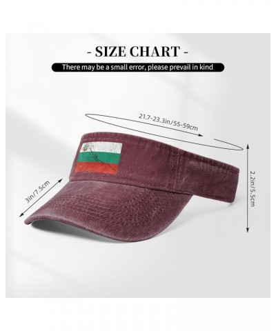 Flag of Bulgaria Texture Effect Sun Visor Hats for Women Men Sun Hat Vintage Golf Hat Adjustable Baseball Cap Red $9.90 Visors