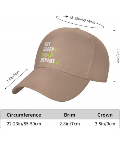 Eat Sleep Golf Repeat Baseball Caps for Men Women Hat Adjustable Cap Trucker Hats Dad Cap Natural $10.32 Baseball Caps