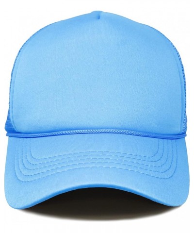 Retro Foam Trucker Hat Summer Mesh Cap Solid Blank Hat for Mens Womens Adjustable Snapback Vintage Strap Light Blue $11.75 Ba...