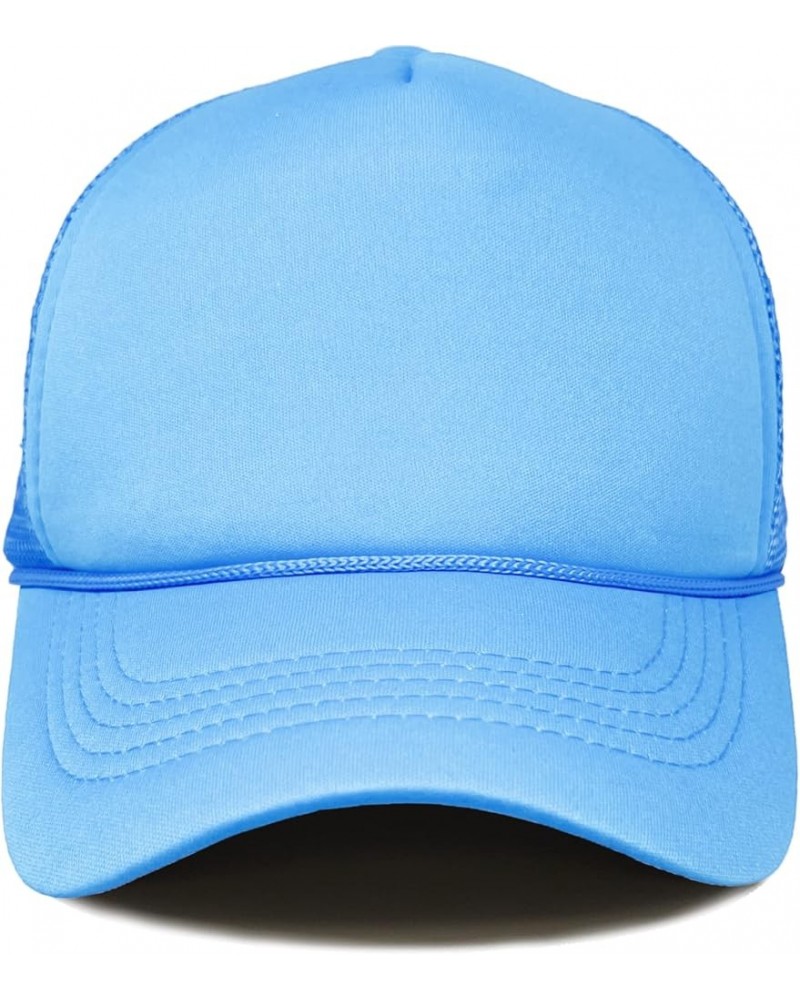 Retro Foam Trucker Hat Summer Mesh Cap Solid Blank Hat for Mens Womens Adjustable Snapback Vintage Strap Light Blue $11.75 Ba...