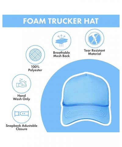 Retro Foam Trucker Hat Summer Mesh Cap Solid Blank Hat for Mens Womens Adjustable Snapback Vintage Strap Light Blue $11.75 Ba...