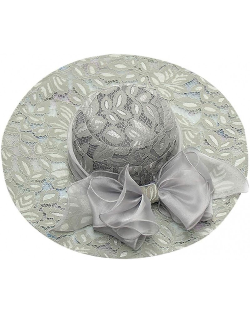 Women's Church Fascinator Bridal Tea Party Wedding Hat Womens Baseball Caps with Ponytail Hole Grey 8 $8.10 Baseball Caps