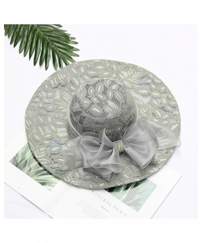 Women's Church Fascinator Bridal Tea Party Wedding Hat Womens Baseball Caps with Ponytail Hole Grey 8 $8.10 Baseball Caps