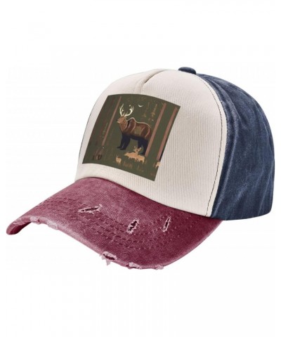 Lodge Bear Deer Sporty Cap for All Seasons,Unisex Baseball Cap,Ideal Fishing Hat for Men and Women $10.39 Skullies & Beanies