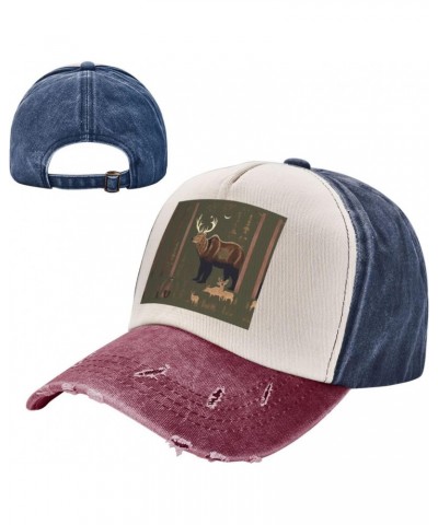 Lodge Bear Deer Sporty Cap for All Seasons,Unisex Baseball Cap,Ideal Fishing Hat for Men and Women $10.39 Skullies & Beanies