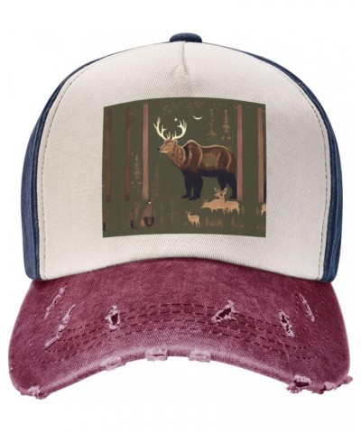 Lodge Bear Deer Sporty Cap for All Seasons,Unisex Baseball Cap,Ideal Fishing Hat for Men and Women $10.39 Skullies & Beanies