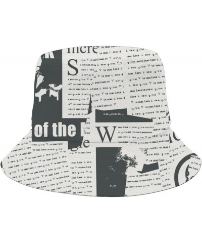 Cool Bucket Hat Art Bucket Hat Colored Vintage Hats for Hiking Accessories for Beach Must Haves Newspaper 4 $8.11 Bucket Hats