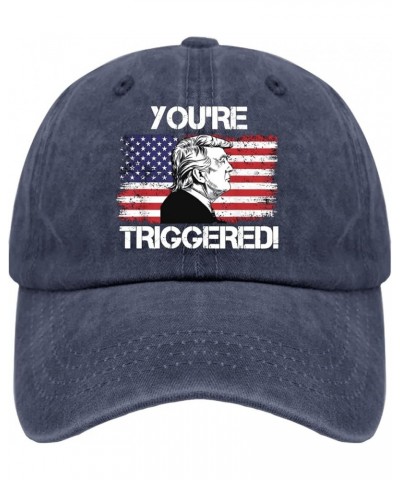 Hats for Women Meme Fitted Golf Caps for Women Outdoor Caps Trendy Youre Triggeredd Tennis Caps Navy Blue $9.53 Baseball Caps