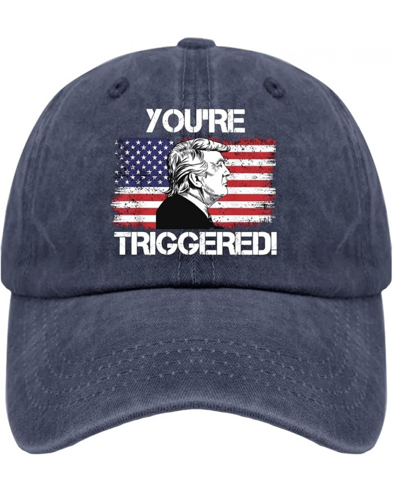 Hats for Women Meme Fitted Golf Caps for Women Outdoor Caps Trendy Youre Triggeredd Tennis Caps Navy Blue $9.53 Baseball Caps