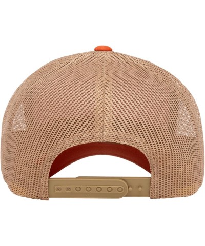 Embroidered Outdoors Mountain Trucker Snapback Cap Mesh Back Men and Women Rustic Orange/Khaki $15.09 Baseball Caps