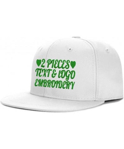 2 Pieces Custom Logo&Text Snapback Embroidered Hat for Men Women Adjustable Outdoor White $18.89 Baseball Caps