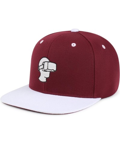 Virtual Reality Hip-Hop Snapback Hat Embroidered Baseball Cap VR 54. Maroon/White $10.24 Baseball Caps