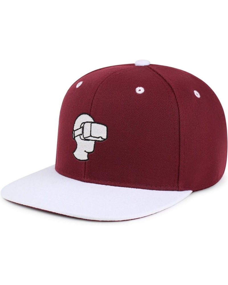 Virtual Reality Hip-Hop Snapback Hat Embroidered Baseball Cap VR 54. Maroon/White $10.24 Baseball Caps