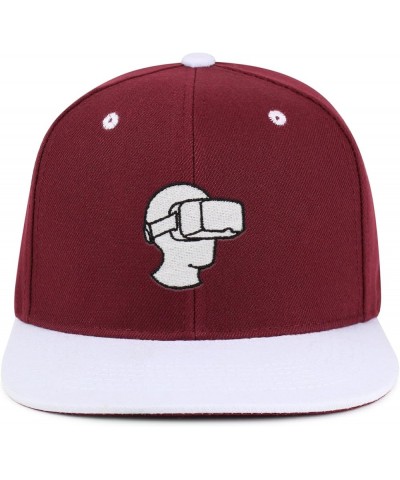 Virtual Reality Hip-Hop Snapback Hat Embroidered Baseball Cap VR 54. Maroon/White $10.24 Baseball Caps