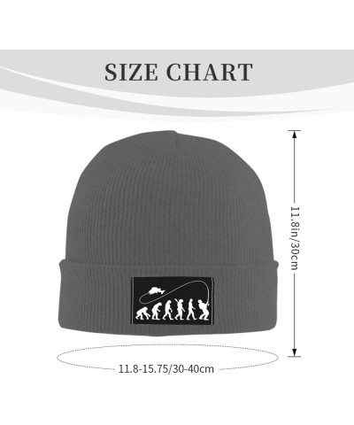 Fgsivsw Evolution-of-Fishing Men/Women Beanie Winter Hat Warm Skull Knit Hats Soft Stretch Thick Cute Knitted Cap Black Deep ...