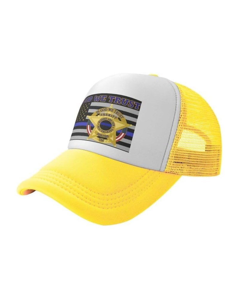 Sheriff Deputies in God We Trust1 Flag-Trucker Hats Denim Hats Cowboy Knit hat Baseball Caps Fisherman's hat Yellow $16.47 Ba...