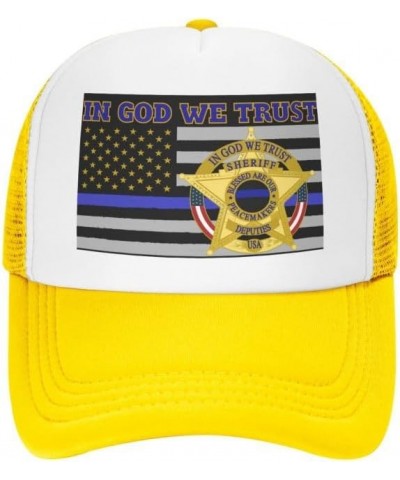 Sheriff Deputies in God We Trust1 Flag-Trucker Hats Denim Hats Cowboy Knit hat Baseball Caps Fisherman's hat Yellow $16.47 Ba...