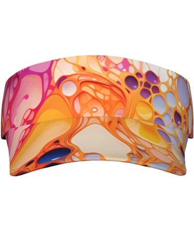 Multicolored Marbling Patterned Adult Sunscreen Visor Cap - Stylish and Adjustable Sun Protection Hat for Men and Women Multi...