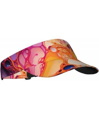 Multicolored Marbling Patterned Adult Sunscreen Visor Cap - Stylish and Adjustable Sun Protection Hat for Men and Women Multi...