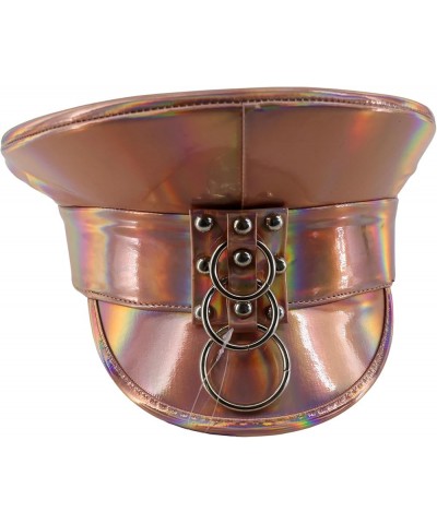 Shiny Police-Style Peaked Cap with Rings Rose Gold $18.54 Baseball Caps