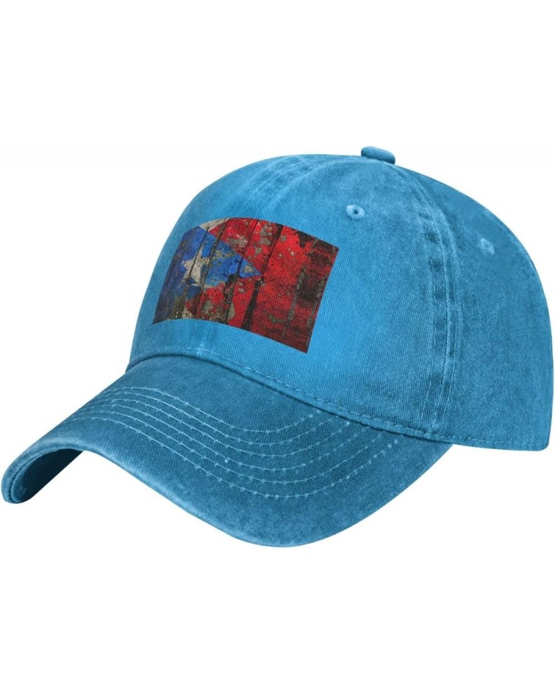 Puerto Rico Wallpaper Flag Print Washed Cowboy Baseball Cap for Adults Adjustable Caps Fashion Cap A Sun Hat Blue $10.09 Base...