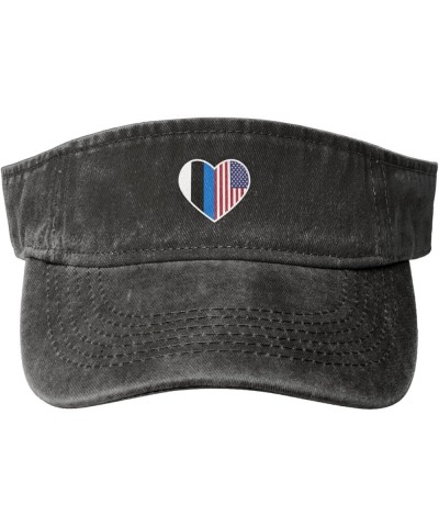 I Love America and Estonia Sun Hat Sun Visor Hats for Women Men Baseball Cap Golf Hats Black $13.26 Visors