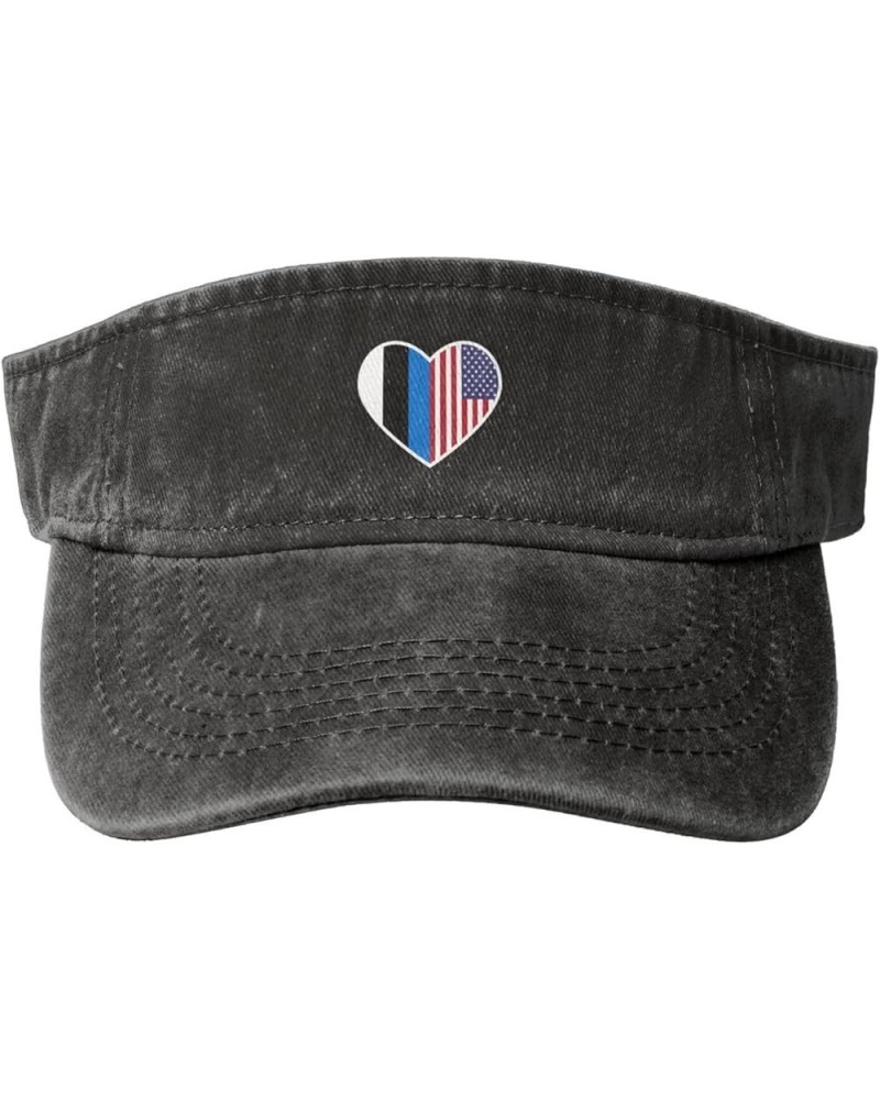 I Love America and Estonia Sun Hat Sun Visor Hats for Women Men Baseball Cap Golf Hats Black $13.26 Visors