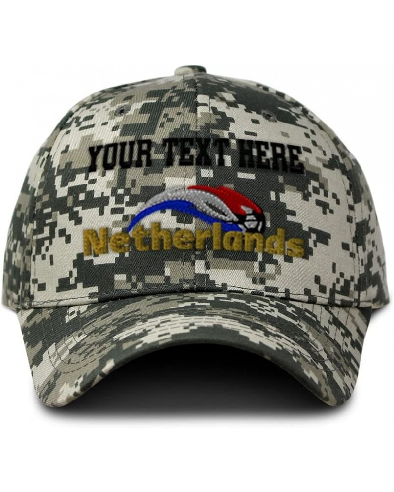 Custom Camo Baseball Cap Netherlands Soccer Cotton Hunting Dad Hats for Men & Women Pixel Camo Personalized Text Here $17.99 ...