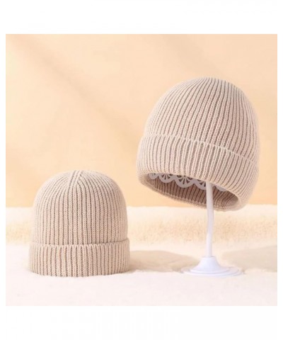 Autumn and Winter Solid Color Adult Knitted Parent Child Hat Warm Woollike Knitted Hat French Flag Hat Khaki-a $11.89 Skullie...