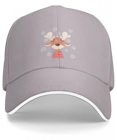 Cute Cartoon Deer Baseball Cap Sandwich Brim Hats for Men Women Adjustable Caps Gray $9.41 Baseball Caps