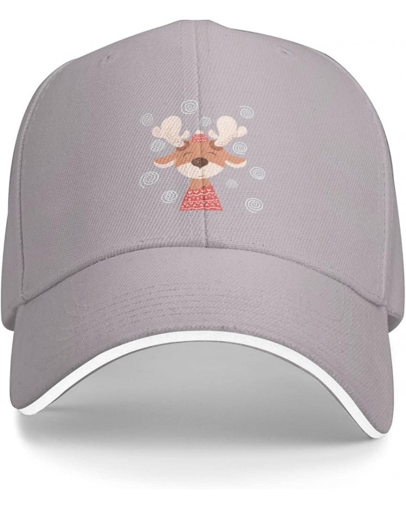 Cute Cartoon Deer Baseball Cap Sandwich Brim Hats for Men Women Adjustable Caps Gray $9.41 Baseball Caps