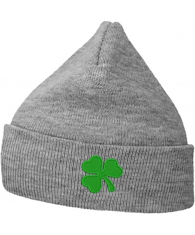 Beanies for Men - Shamrocks Embroidery Winter Hats for Women Unisex Stretchy Cuffed Knit Cap Grey $14.57 Skullies & Beanies