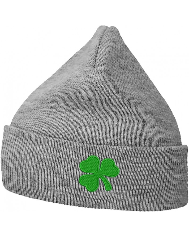 Beanies for Men - Shamrocks Embroidery Winter Hats for Women Unisex Stretchy Cuffed Knit Cap Grey $14.57 Skullies & Beanies